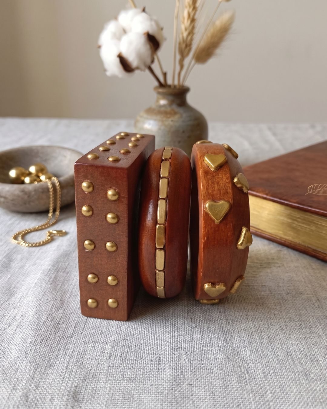Bold Geo-Embellished Wooden Stack
